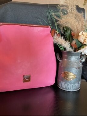 Dooney & Bourke Hot Pink Leather Shoulder Bag with Gold-Tone Zip